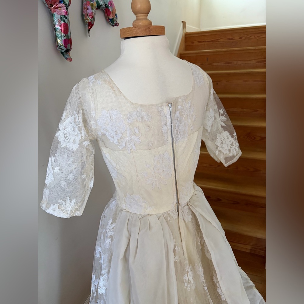 1950’s True Vintage ivory Handmade Wedding gown dress handmade lace - Picture 8 of 13
